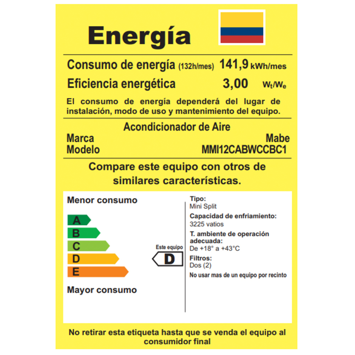 Aire Acondicionado Mabe Minisplit 12.000 BTU 110V Inverter - Imagen 6