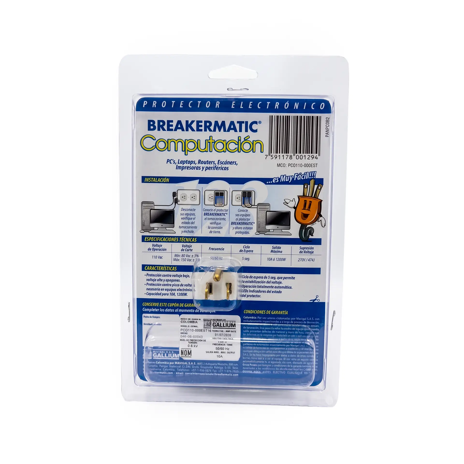 Protector Electronico Domestico Computador 110V Breakermatic - Imagen 2